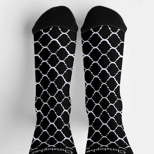 Socken Schwarz Marokkanisches Musterdesign (Oben)