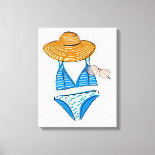 Socken Sie die Sonne auf - Blue Swimsuit Leinwanddruck