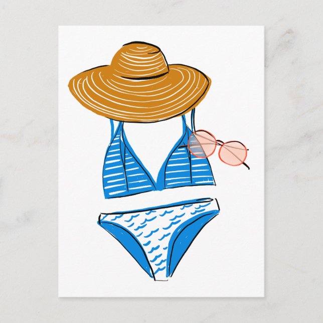 Socken Sie die Sonne hoch - Blue Swimsuit 2 Postkarte (Vorderseite)