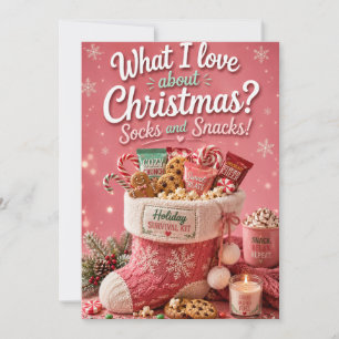 Socken und Snacks Lustige Weihnachtskarte Einladung