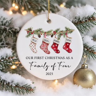 Socken Weihnachten als Familie von Vier Keramik Ornament