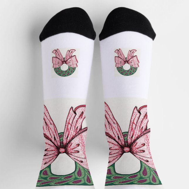Socken. Weihnachtskranz-Design Socken (Oben)