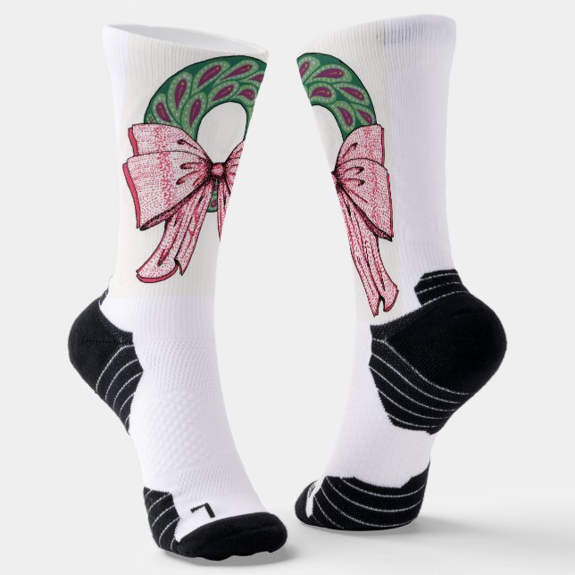 Socken. Weihnachtskranz-Design Socken (Gewinkelt)