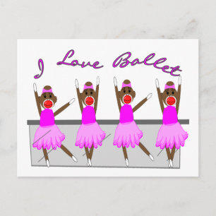 Sockenaffe   "I LIEBE BALLET" Postkarte