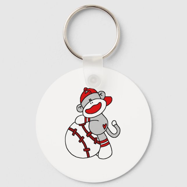 Sockenaffe mit Baseball T Shirts und Geschenke Schlüsselanhänger (Vorderseite)