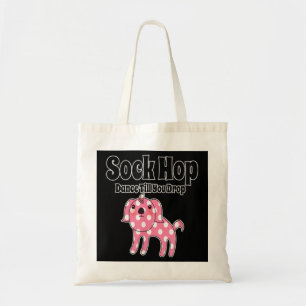 Sockenhop aus den 1950er Jahren Pink Polka Dot Dog Tragetasche