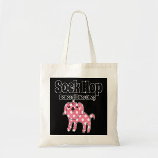 Sockenhop aus den 1950er Jahren Pink Polka Dot Dog Tragetasche