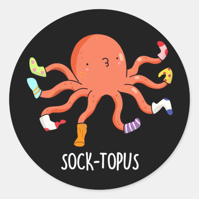 Sockentopus Funny Octopus mit Socken Pun Runder Aufkleber (Vorderseite)