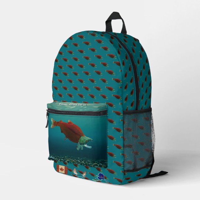 Sockeye Lachs Bedruckter Rucksack (Rückseitige Ecke Rechts)