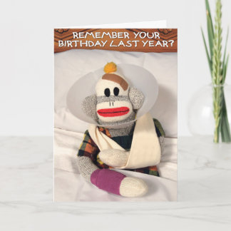 SockMonkey Geburtstagsabenteuer Karte