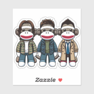SockMonkey Hunter Brothers und ihr Engel Friend Aufkleber