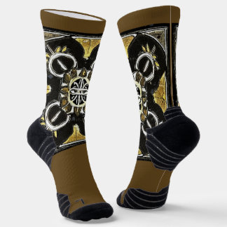 Socks Gold Black Abstrakt Pattern Socken