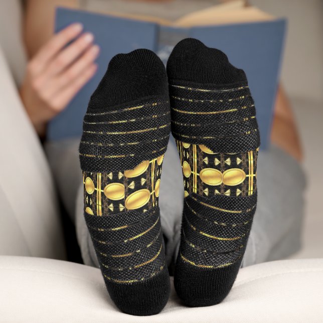Socks Gold Black Abstrakt Pattern Socken (Unterseite)