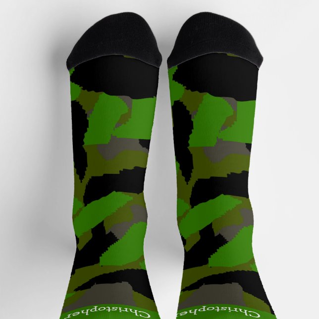 Socks Green Camouflage Design Socken (Oben)