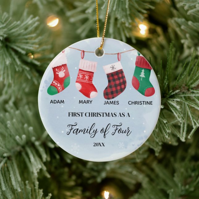 Socks Ornament Weihnachten als Familie von vier Ja (Baum)