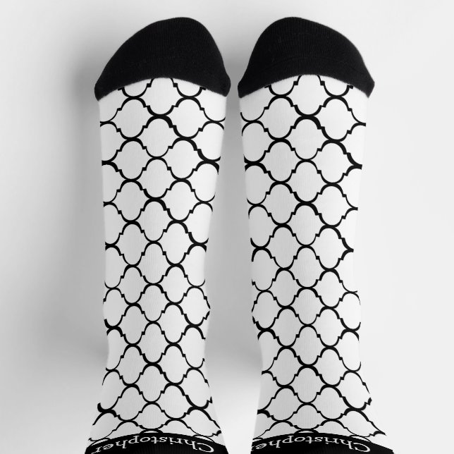 Socks White Moroccan Pattern Design Socken (Oben)