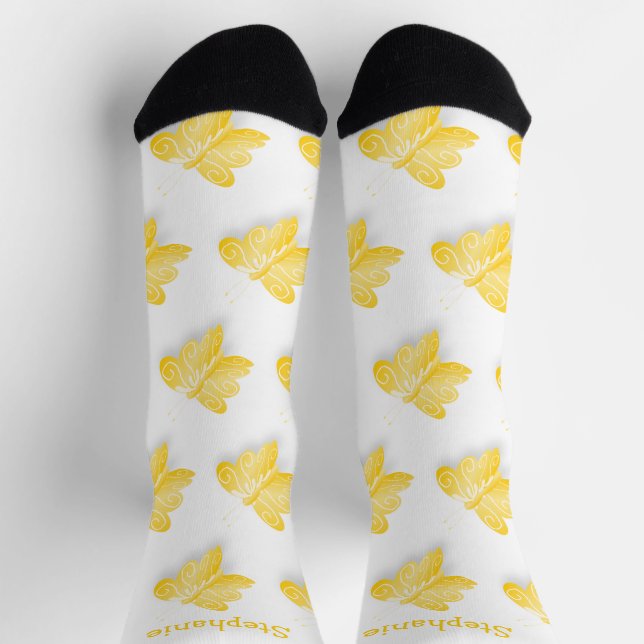 Socks Yellow Butterfly Design Socken (Oben)