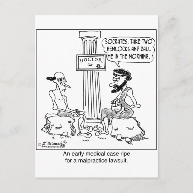 Socrates Files a Malpractice Klage Postkarte (Vorderseite)
