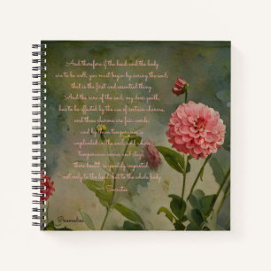 Socrates Health Quote Cute Rose Flowers Journal
