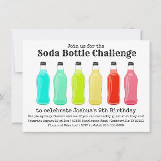 Soda-Flaschen-Herausforderungs-Geburtstags-Party Einladung