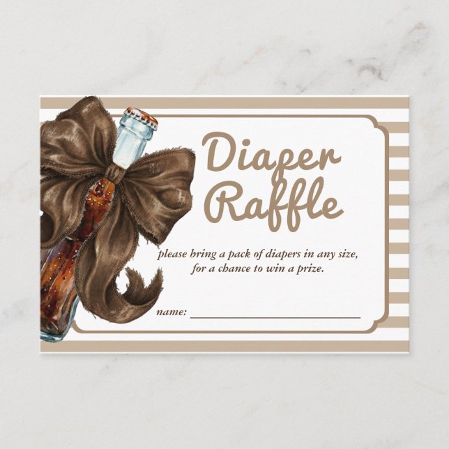 Soda Pop Bow Baby Shower Diaper Raffle Begleitkarte (Vorderseite)