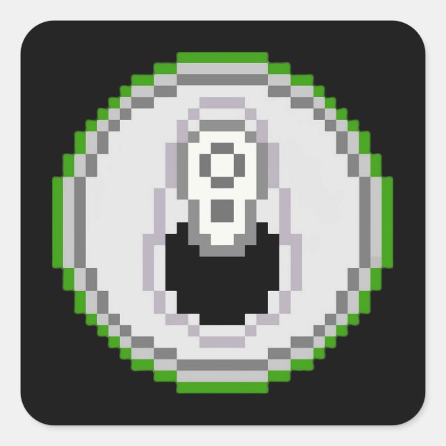 Soda Pop Can Pixel Art - grün Quadratischer Aufkleber (Vorderseite)
