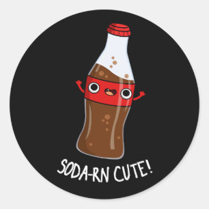 Soda-rn Niedlich Funny Soda Pun Dark BG Runder Aufkleber