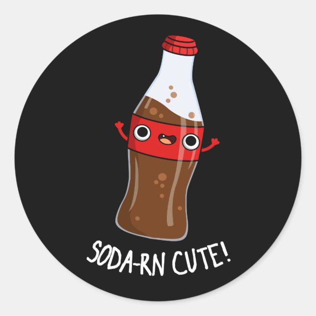 Soda-rn Niedlich Funny Soda Pun Dark BG Runder Aufkleber (Vorderseite)