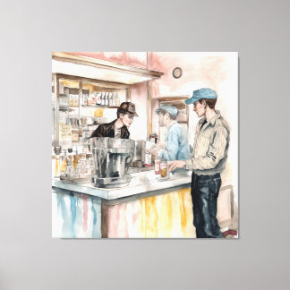 Soda Shop Aquarell Leinwand Art Print