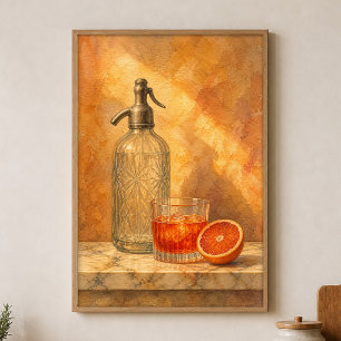 Soda Siphon und Bitterorange Wasserfarbenposter Poster