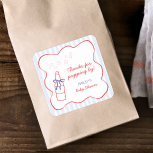 Sodaflasche Rot & Blau Danke Baby Shower Quadratischer Aufkleber