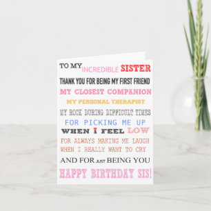 Soeur Carte Anniversaire Amour Meilleur ami