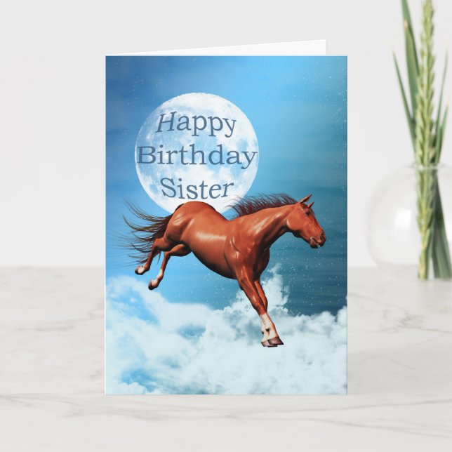 Soeur carte d'anniversaire avec le cheval spiritue (Devant)