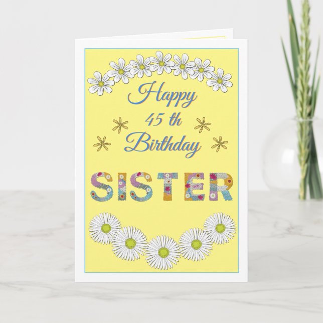 Soeur de lettre de fleurs Carte d'anniversaire per (Devant)