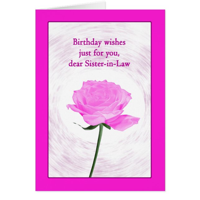 Soeur en droit Anniversaire Belle rose rose rose (Devant)
