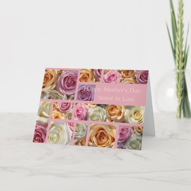Soeur en droit Bonne carte de rose de la fête des  (Devant)