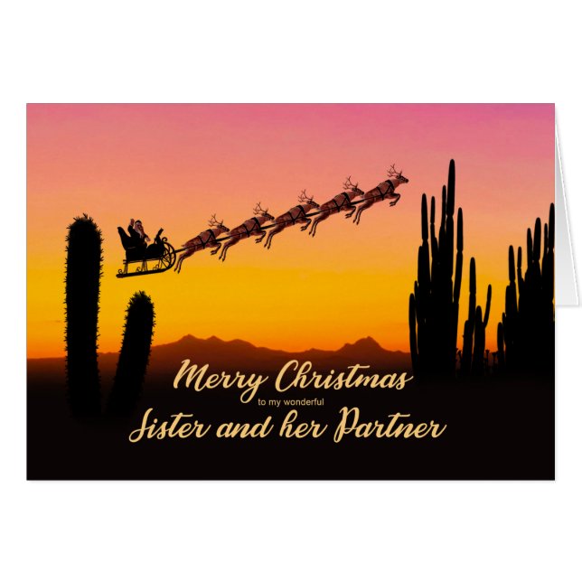 Soeur et partenaire Noël Père Noël sur le désert (Devant horizontal)