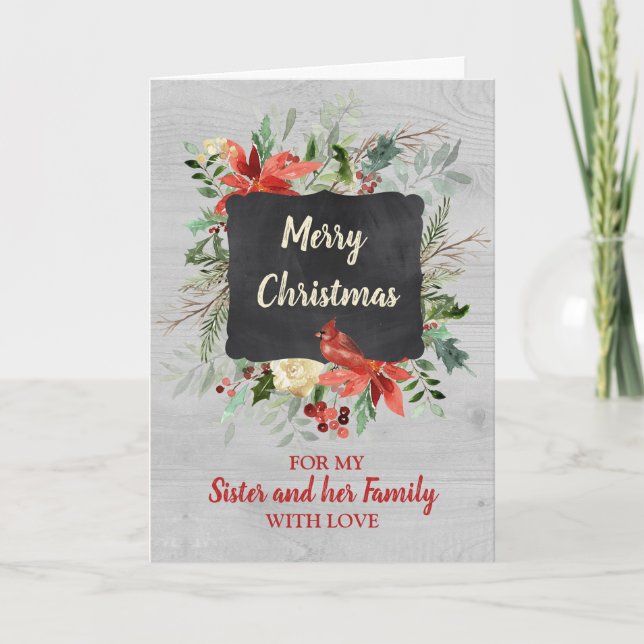 Soeur et sa famille Joyeuse carte de Noël (Devant)