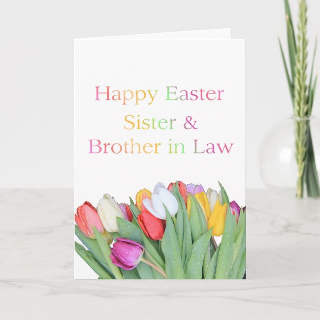 Soeur + Frère en Droit Bonne carte de Tulipe de Pâ (Devant)