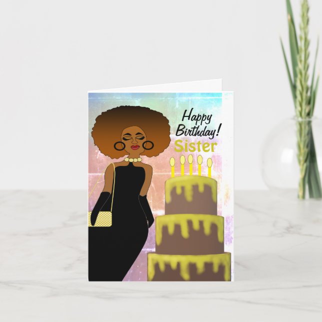 Soeur Funny African American Heureuse carte d'anni (Devant)