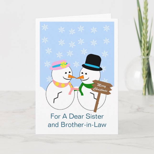 Soeur Snowmen Et Carte De Noël Brother-In-Law (Devant)