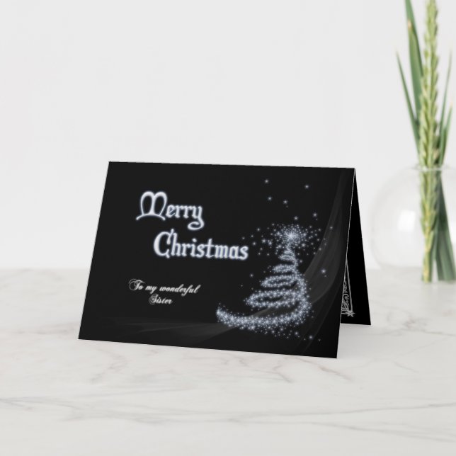 Soeur, une carte de Noël noire et blanche (Devant)