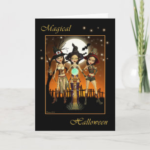 Soeurs Trois Sorcières Magique Carte Halloween
