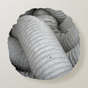 Sofa aus grauem und schwarzem Stoff Rundes Kissen