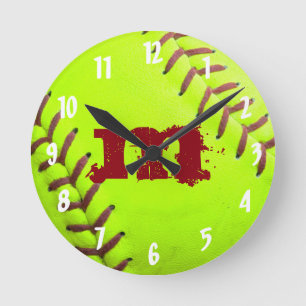 Sofball Yellow Fast Monogram Horloge murale initia