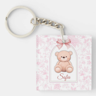 Sofia   Benutzerdefiniertes rosa Teddy-Bär-Kinderz Schlüsselanhänger