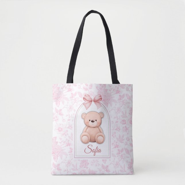 Sofia | Benutzerdefiniertes rosa Teddy-Bär-Kinderz Tasche (Vorderseite)