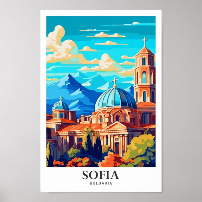 Sofia Bulgaria Art Vintage Travel Illustration Poster (Vorne)