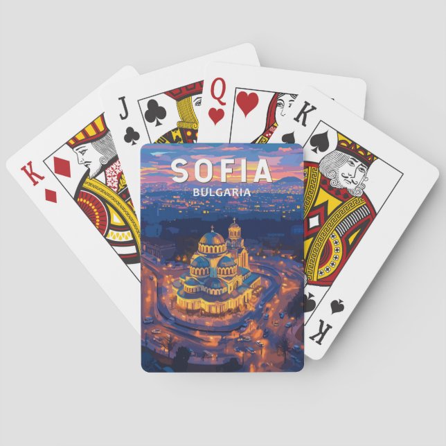 Sofia Bulgaria Illustration Travel Art Vintag Spielkarten (Rückseite)