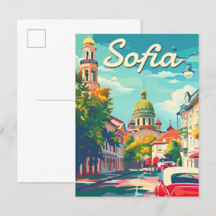 Sofia Bulgaria Vintag Retro Travel Illustration Postkarte